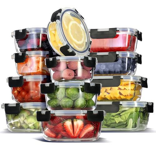 EATEX 24pc Glass Storage Containers