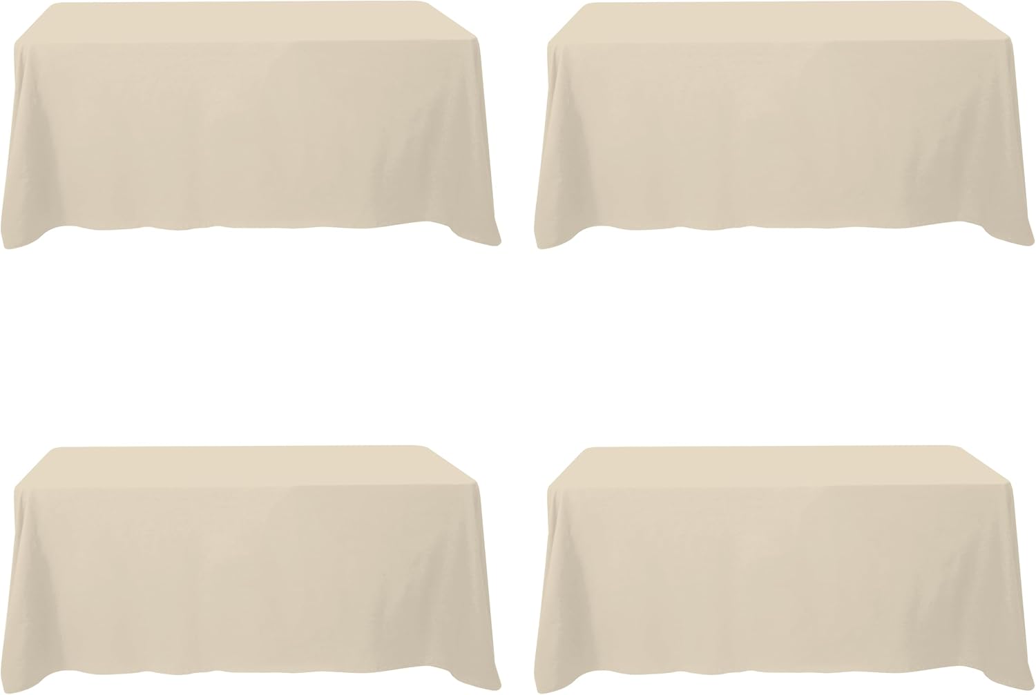 BRILLMAX 4 Pack Beige Tablecloths for 6 Foot Rectangle Tables 90 x 132 Inch - 6ft Rectangular Bulk Linen Polyester Fabric Washable Cloth Cover for Wedding Reception Banquet Birthday Party