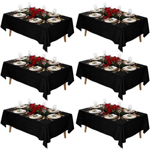 Fixwal Black Polyester Table Cloth (6 Pack)