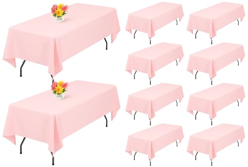 Showgeous 10 Pack Pink Tablecloth 60 x 126 Inch