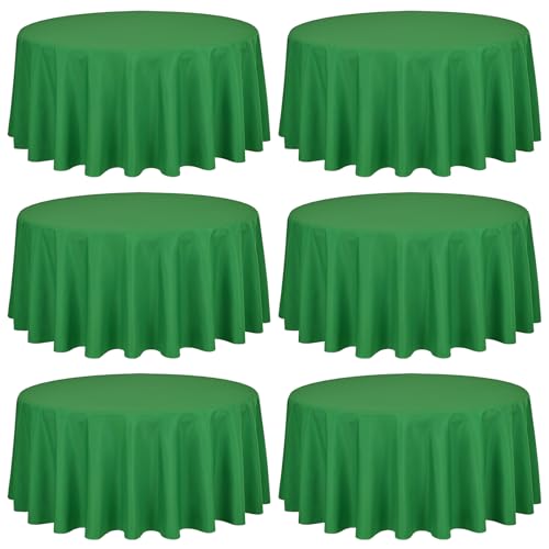 Showgeous 6 Pack Green Round Tablecloth 90 Inch Washable Polyester Tablecloths for Round Tables Round Table Cloth Decorative Fabric Table Cover for Dining Wedding Party Banquet Buffet