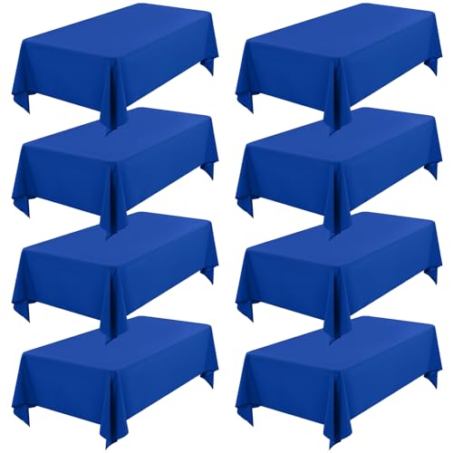 Showgeous 8 Pack Royal Blue Rectangle Tablecloth 60 x 126 Inch, Wrinkle & Stain Resistant Polyester Table Cloth Cover for Wedding, Dining, Buffet Parties