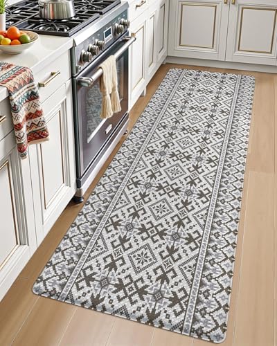 LUMI Anti Fatigue Kitchen Cushioned Mat for Floor, Ultra Soft Non-Slip Waterproof Runner for Standing, Stain Resistant PVC Comfort Rugs for Home, Office, Sink, Laundry, 24x59