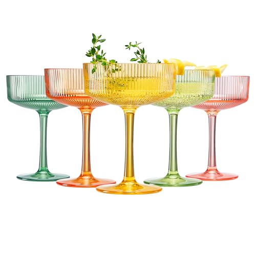 Khen Acrylic Ribbed Pastel Coupes (Set of 5)