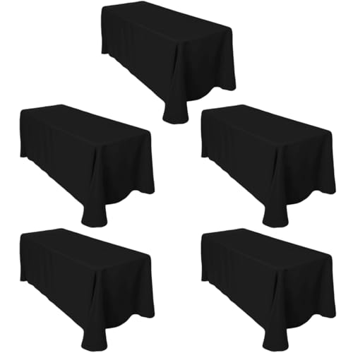 LTC LINENS 5-Pack Black Rectangular Tablecloths 90 x 132 in