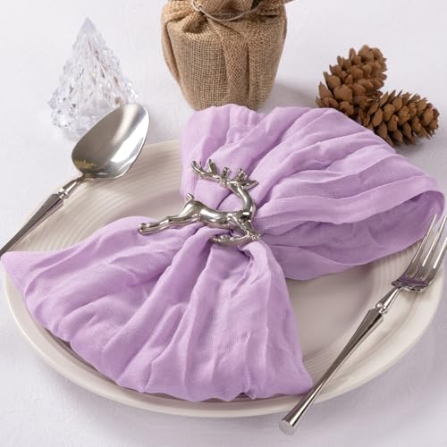 MLMC 60 Pack Cheesecloth Napkins Bulk Lilac Purple Dinner Cloth Napkins 21"x21" Boho Reusable Lavender Cloth Napkins in Bulk for Wedding Bridal Baby Shower Events Table Decor