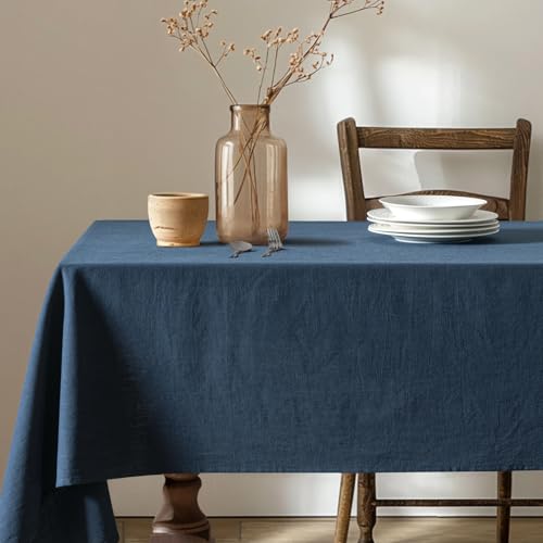 MIULEE Linen Cotton Blend Tablecloth (Navy)