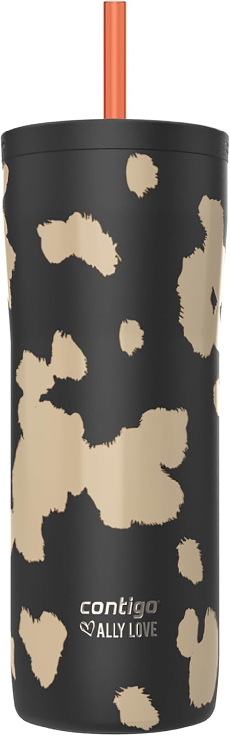 Contigo x Ally Love Streeterville Stainless Steel Tumbler with Straw, Easy Clean Lid, Leak Proof, BPA Free, 24oz, Licorice