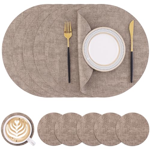 Homaxy Round Faux Leather (Set of 6)