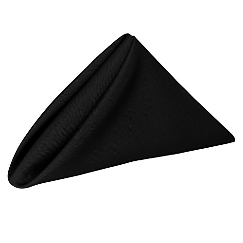 Ultimate Textile Cloth Napkins Bulk Set 17x17in Polyester Washable Square Dinner Napkins for Wedding Party Events Machine Washable Stain Resistant - Black, 17" X 17" (Set of 36)