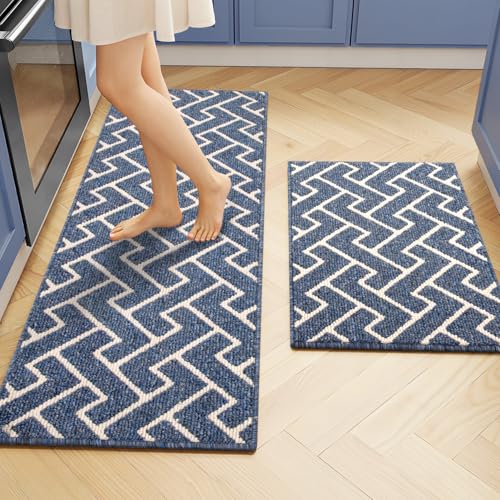 Kitchen Rugs Sets of 2 (Navy Blue, 20x48 set)