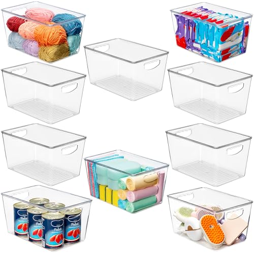 theaoo Clear Storage Bins with Lids Stackable - 10 Pack