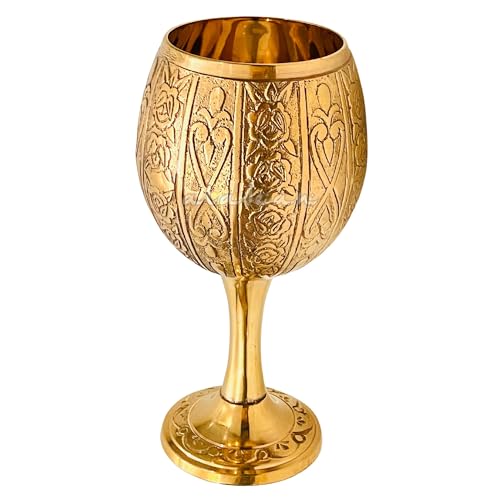 Vintage Chalice Medieval Goblet | 1x Solid Brass Red Wine Glass Emperor's Chalice