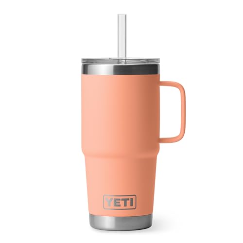 YETI Rambler 25 oz Straw Mug, Vacuum Insulated, Stainless Steel, Lowcountry Peach