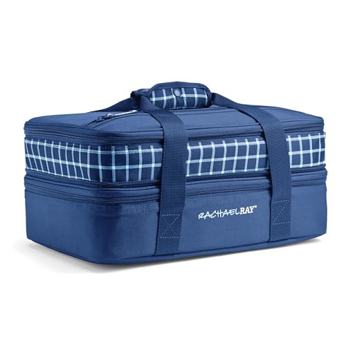 Rachael Ray Expandable Insulated Casserole Carrier for Hot or Cold Food, Thermal Lasagna Lugger Tote for Potluck, Parties, Picnic, and Cookouts, Fits 9" x 13" Baking Dish
