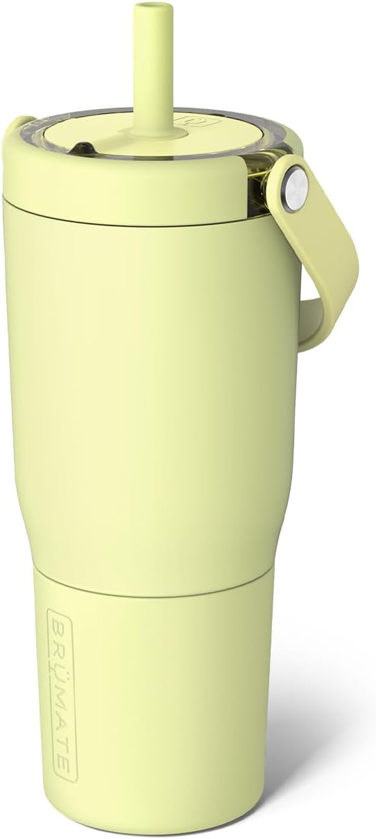 BruMate Resa 25oz 100% Leakproof Travel Tumbler with Handle & Straw | Flexible SoftSip Straw | Silicone Sleeve for Durability | Stainless Steel | Cup Holder & Travel Friendly | (Prickly Pear)