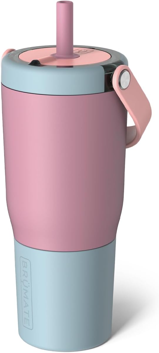 BruMate Resa 25oz 100% Leakproof Travel Tumbler with Handle & Straw | Flexible SoftSip Straw | Silicone Sleeve for Durability | Stainless Steel | Cup Holder & Travel Friendly Water Bottle | (Eclipse)