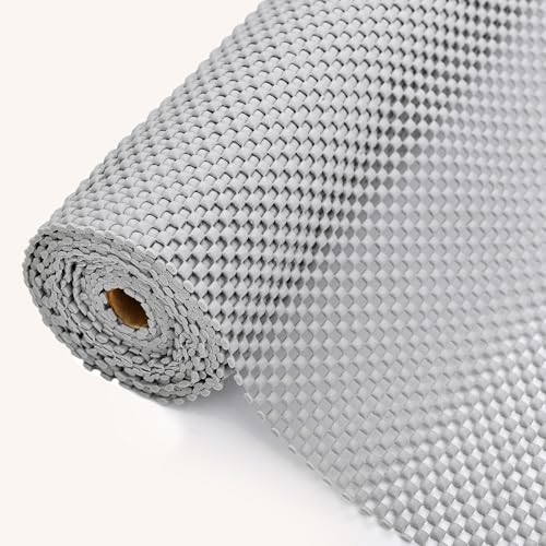 Drawer and Shelf Liner for Kitchen Cabinet: 23.6 in X 20 Ft Non Slip Waterproof Shelf Paper Non Adhesive Refrigerator Liners Light Gray Easy Liners for Bathroom