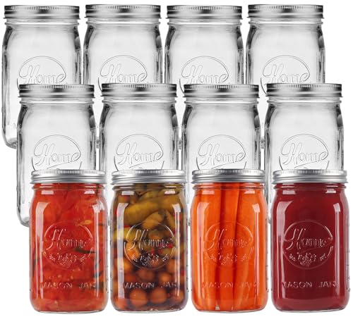 12 Pack Wide Mouth Mason Jars 32 oz - Esrentle