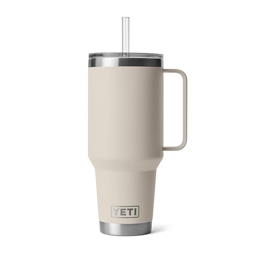 YETI Rambler 42 oz Tumbler with Handle and Straw Lid, Travel Mug Water Tumbler, Vacuum Insulated Cup with Handle, Stainless Steel, Cape Taupe