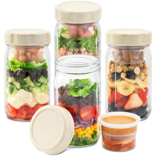 SOLIGT 32oz Glass Salad Jars