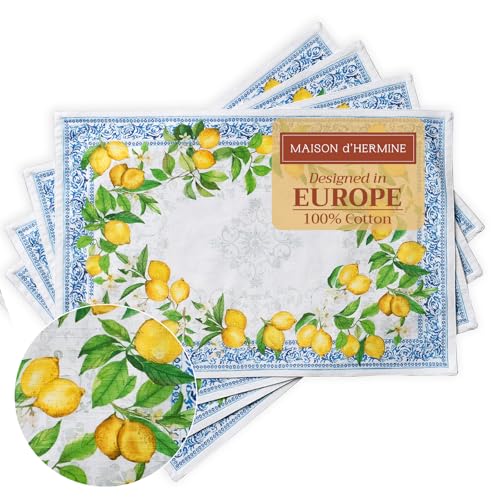 Maison d' Hermine Placemat 100% Cotton Cloth Placemats Decorative Washable Placemats for Home, Kitchen, Dining, Cocktail Parties & Camping