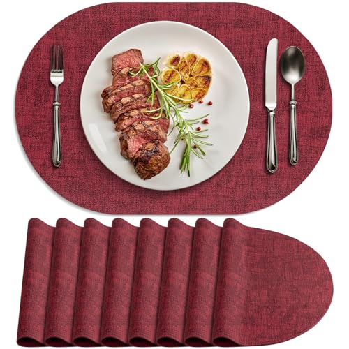 BARTHKIT Placemats Set of 8 (Wine Red)