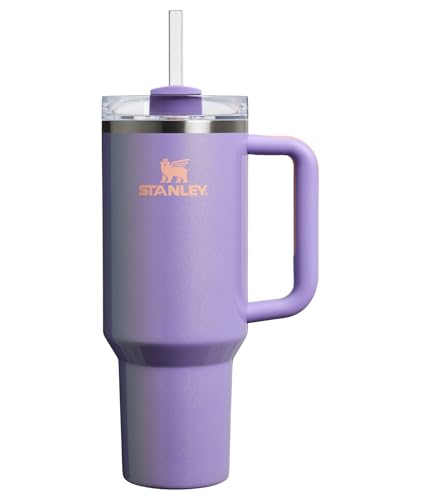 Stanley Quencher H2.0 Tumbler with Handle and Straw 40 oz | Flowstate 3-Position Lid | Cup Holder Compatible for Travel | Insulated Stainless Steel Cup | BPA-Free | Periwinkle Shimmer