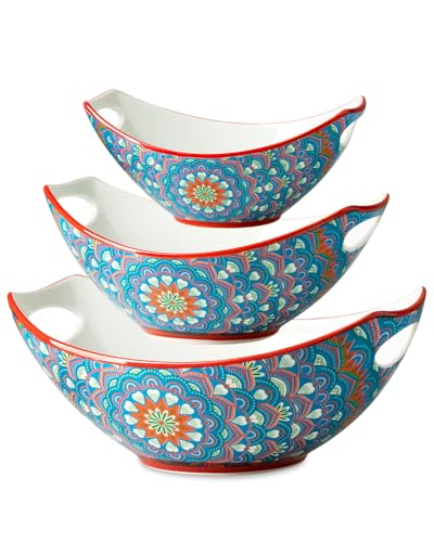 LAUCHUH Serving Bowls with Handles (Set of 3)