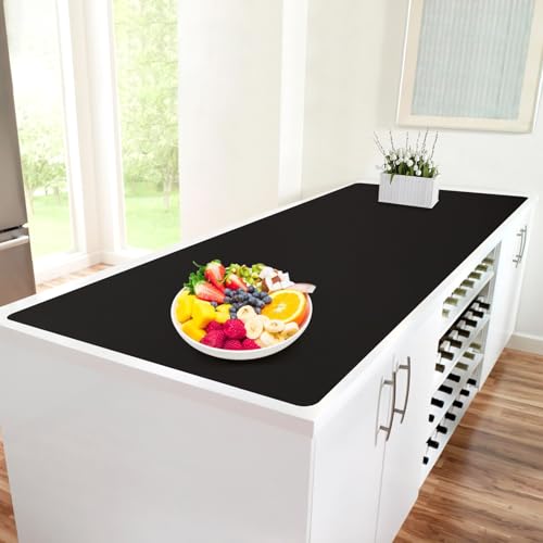 Extra Large Silicone Mat, 96x36 Heat Resistant Mats for Countertop, Cuttable Waterproof Kitchen Counter Mat, Multipurpose Countertop Protector Mat, Silicone Mats for Kitchen Counter (Black)