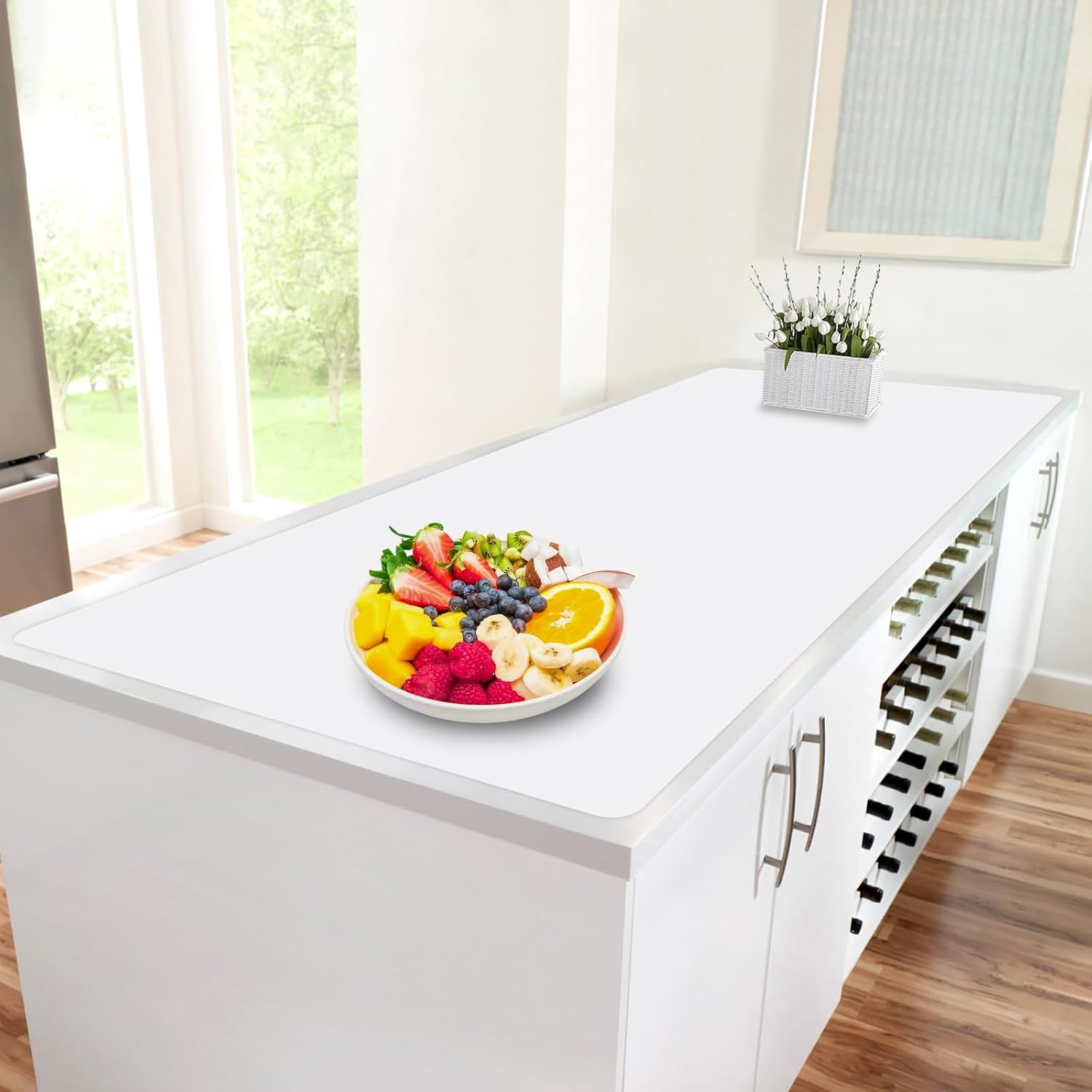 Extra Large Silicone Mat, 96x36 Heat Resistant Mats for Countertop, Cuttable Waterproof Kitchen Counter Mat, Multipurpose Countertop Protector Mat, Silicone Mats for Kitchen Counter (Translucent)