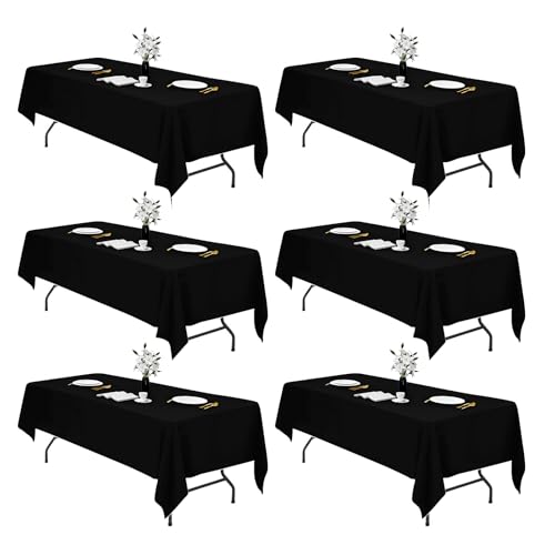 IVAPUPU 6 Pcs Black Table Cloth (70 x 120 Inch)