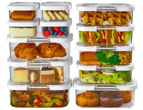 Felli Duo Loc Meal Prep Container for Refrigerator, Leak Proof Stackable Kitchen Tupperware for Leftovers Food Storage Travel Lunch Container for Adults, Small & Large Box (Fridge Organizer 12pk)