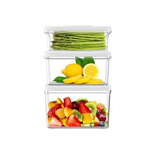 Vacuum Seal Containers for Food Storage, 3Pcs Food Sealed Containers with Lids (Vacuum Sealer Not Included) for Meal Prep and Food Storage, 100% Leak-proof, BPA-Free