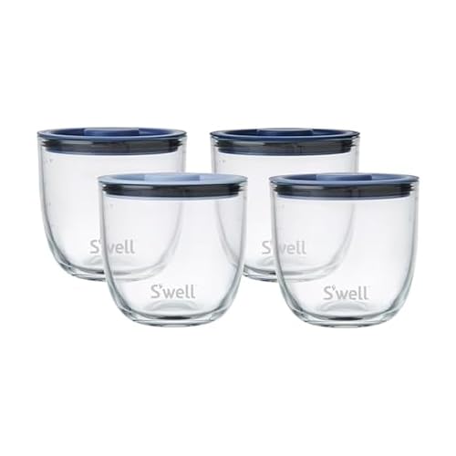 S'well 16oz Glass Prep Bowl Set of 4 For Easy Meal Prep, Coastal Blues, Made From Durable Tempered Glass