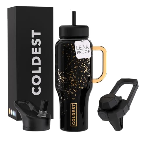 Coldest Tumbler with Handle and Straw - 100% Leak Proof Insulated Tumbler with Lid and Straw (3 Lids) - Stainless Steel Tumblers for Women & Men - Cup Holder Friendly Base, 36 oz (The Musician)