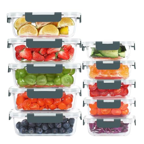 KOMUEE 10 Pack Glass Food Storage Containers