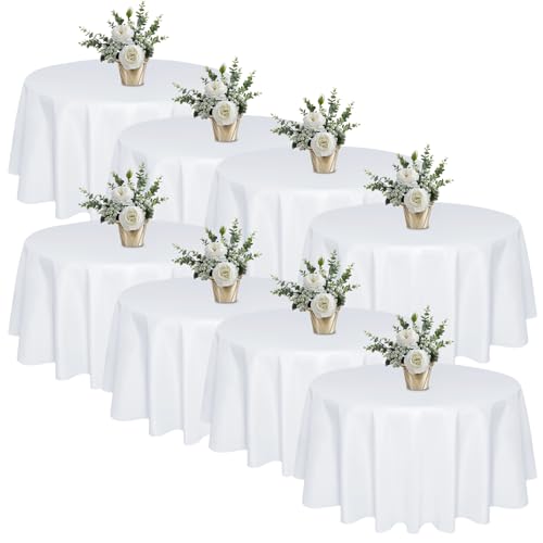 8 Pack 90 In Round White Tablecloths