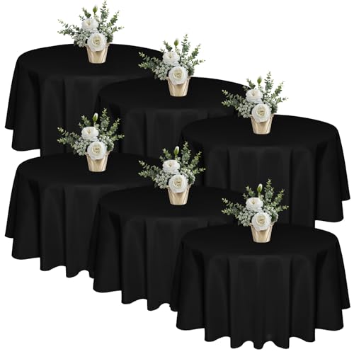 6 Pack 90 In Round Black Tablecloths