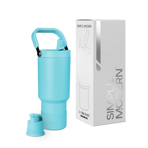 Simple Modern Trek Pivot | 30oz Flip Straw Tumbler with Handle | Water Bottle & Boot | Interchangeable Straw & Chug Lids | Insulated Stainless Steel Jug | Gym Sports Outdoors | Nantucket Tides