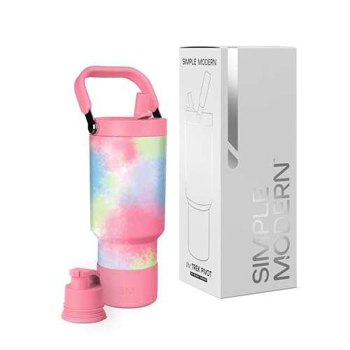 Simple Modern Trek Pivot | 30oz Flip Straw Tumbler with Handle | Water Bottle & Boot | Interchangeable Straw & Chug Lids | Insulated Stainless Steel Jug | Gym Sports Outdoors | Kaleidoscope