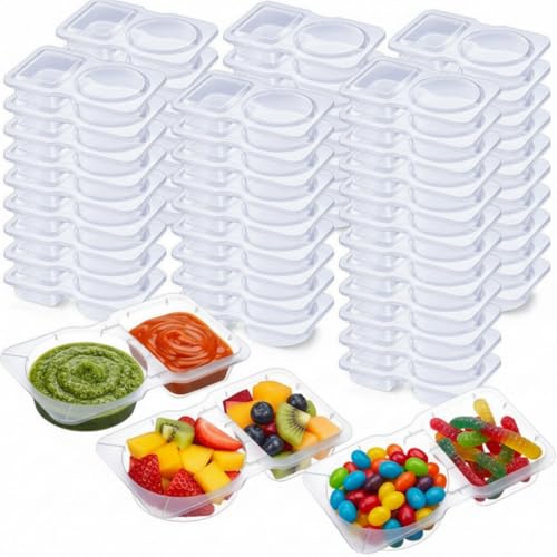 150 Pcs 5 oz Double Compartment Snack Containers