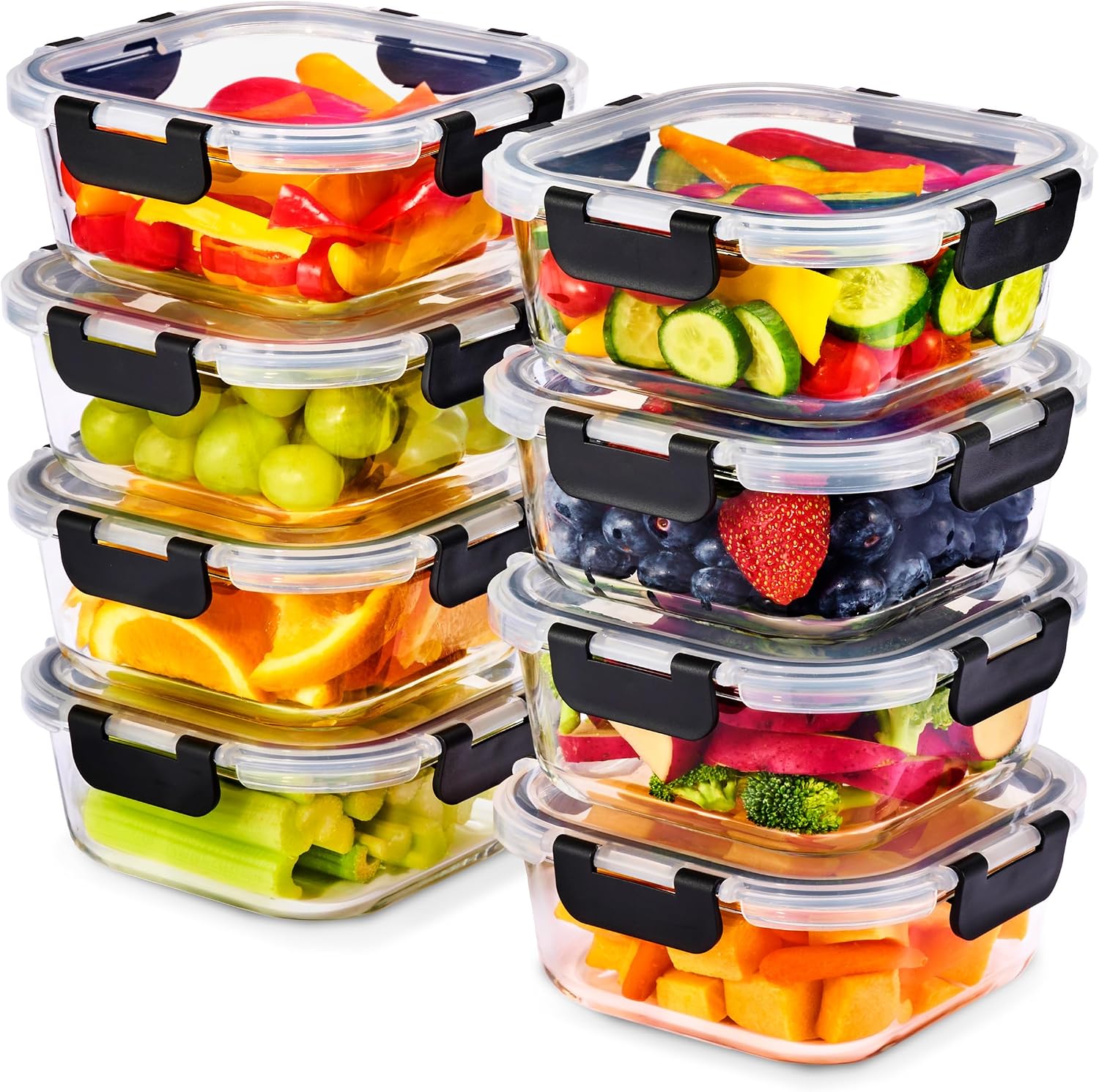 Sorbus Glass Meal Prep Containers, Dishwasher and Oven Safe Reusable Meal Prep Containers, Freezer Safe Glass Food Storage Containers with Airtight Lids