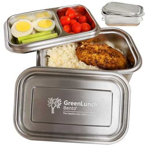 Stainless Steel Bento Box, BPA-Free Lunch box with Snack Pods, Leak proof & Crack-Resistant Lunch box Containers for Adults & Kids with snap locks - For School and Office - Brown