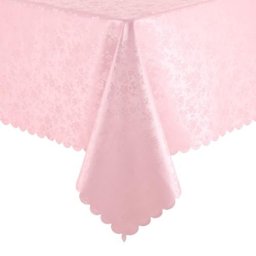 Smiry Rectangle Table Cloth, Waterproof Heavy Duty Vinyl Tablecloths, Wipeable Washable Table Cover for Kitchen and Dining Room (Pink, 60" X 120")