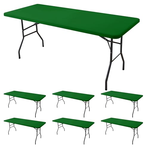 Enjoyidea 6 ft Green Elastic Fitted Tablecloth (6-Pack)