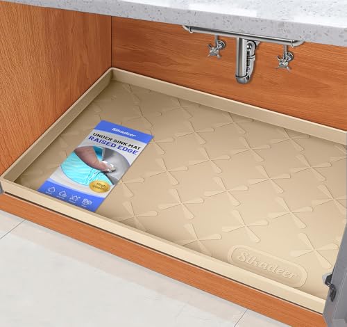 SIKADEER 37" x 22" Under Sink Mat Waterproof, Silicone Mat Kitchen Drawer Shelf and Cabinet Liner, Sink Protector for Kitchen Organizers and Storage, Boot Tray Pet Food Mats