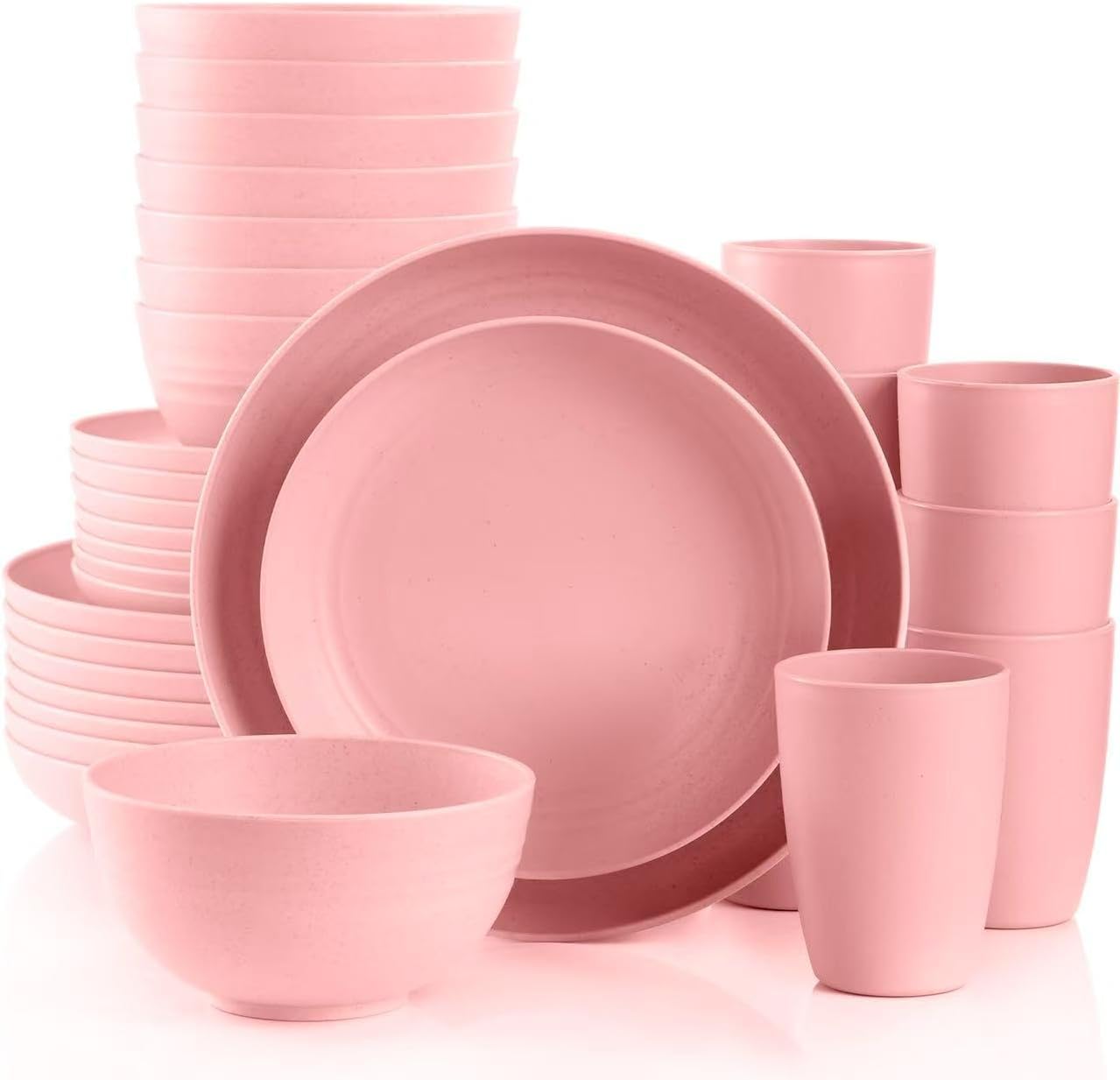 Gudvilla 32‑Piece Pink Wheat Straw Set