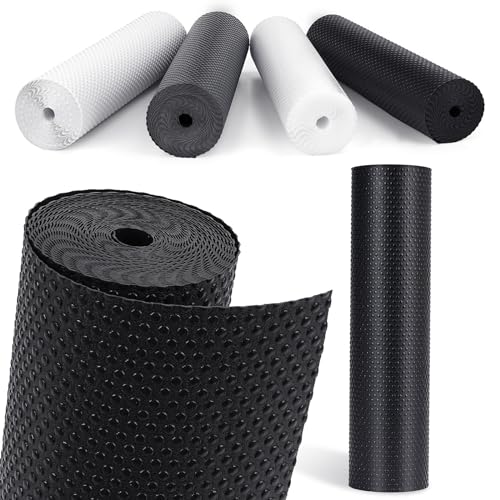 Drawer Liners, Waterproof Shelf Liner, Anti-Slip Non-Adhesive BPA Free Kitchen Cupboard Cabinet Liner Refridge Fridge Mats Sink Protector Strong Durable for Home (Black/19.7in x 20Ft)