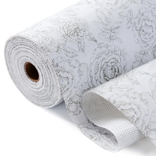 Shelf Drawer Liner for Kitchen Cabinets Non Adhesive, Slip Resistant Strong Grip Thickened Cabinet Liners for Shelves, Non Slip Plastic Shelving Paper for Cupboard, Dresser, Pantry(Rose, 17.5" x 20FT)